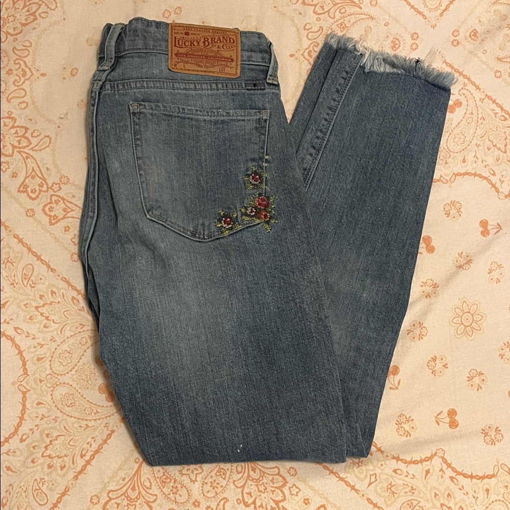 Lucky Brand Women's Denim Jeans with Floral Detail